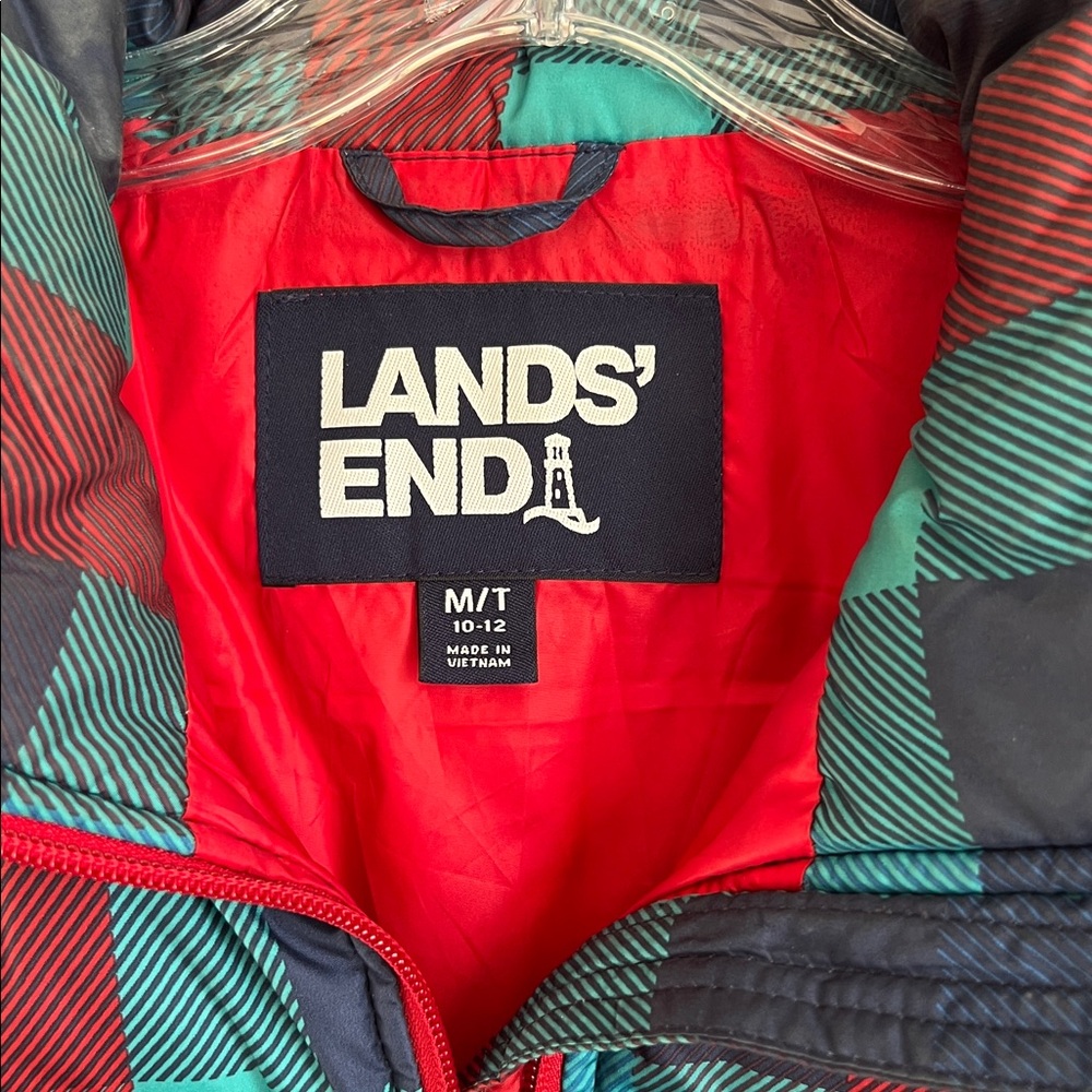 Lands’ End Women’s Full Zip Plaid Down Vest Size Medium (10-12) Tall - Picture 2 of 10